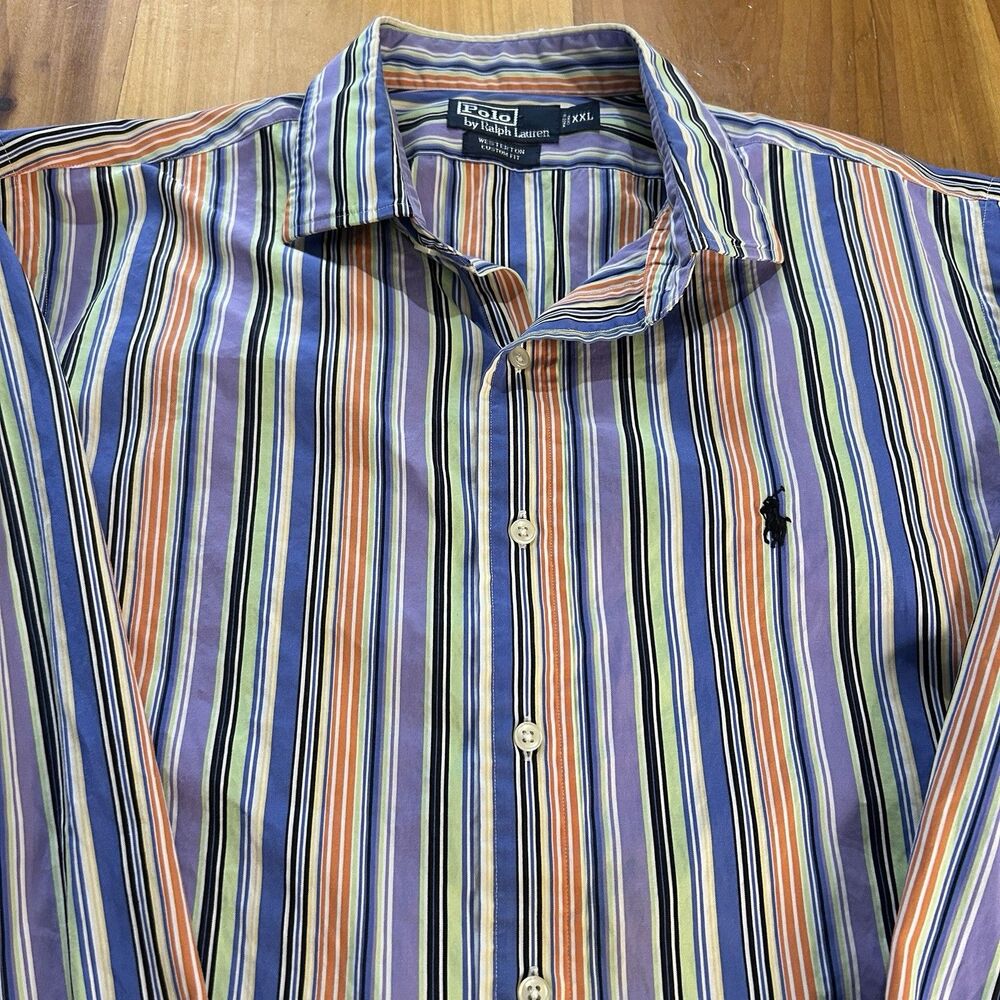 VTG Polo Ralph Lauren Men’s Western Custom Fit Shirt. XXL. Striped. Long Sleeve
